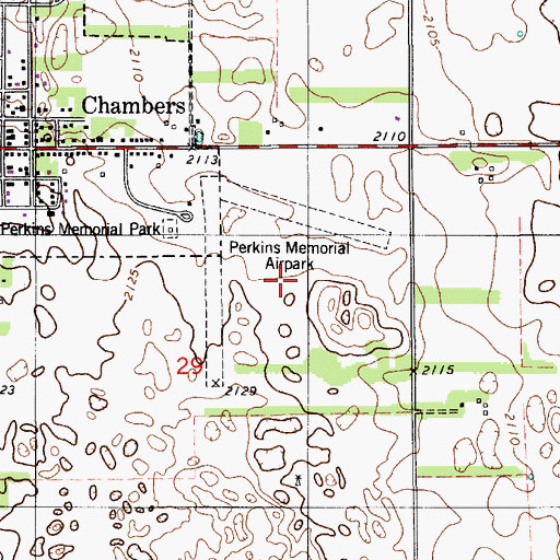 Topographic Map of Perkins Memorial Airpark (historical), NE