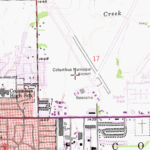 Topographic Map of Columbus Municipal Airport, NE
