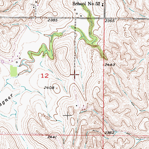 Topographic Map of Hyde Ranch Airport (historical), NE