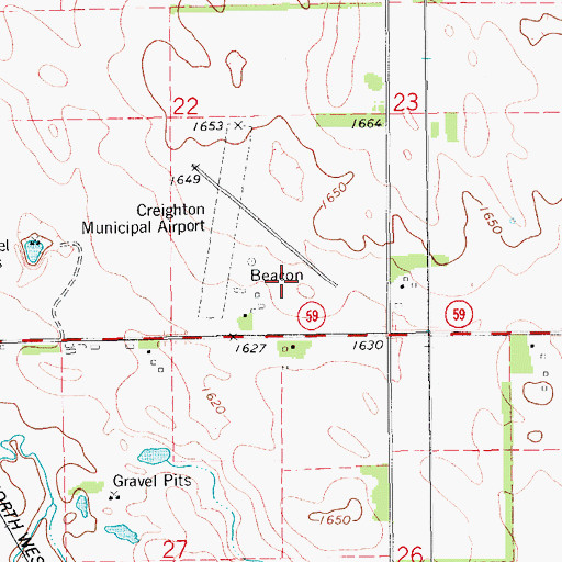 Topographic Map of Creighton Municipal Airport, NE