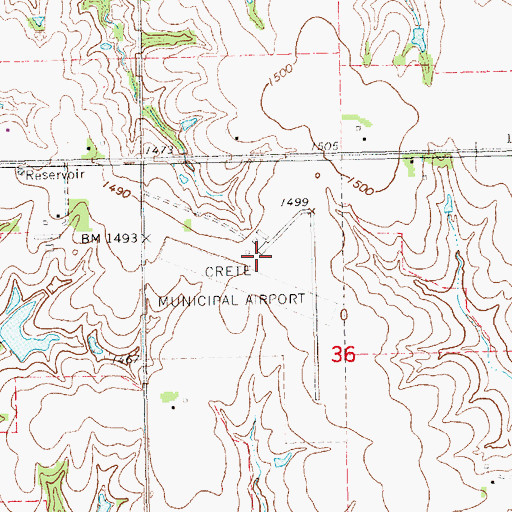 Topographic Map of Crete Municipal Airport, NE