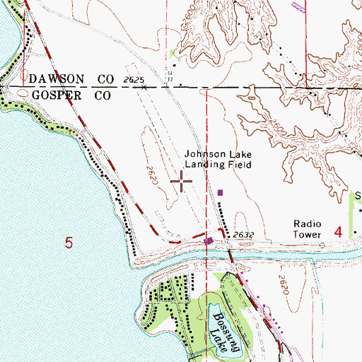 Topographic Map of Johnson Lake Airport, NE