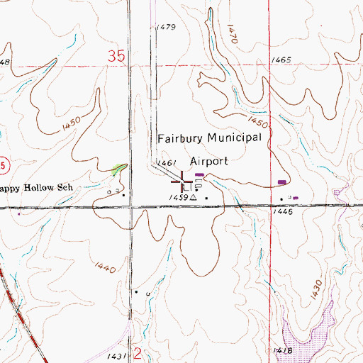 Topographic Map of Fairbury Municipal Airport, NE