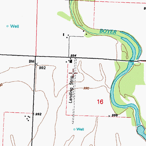 Topographic Map of Heaton Airport, NE