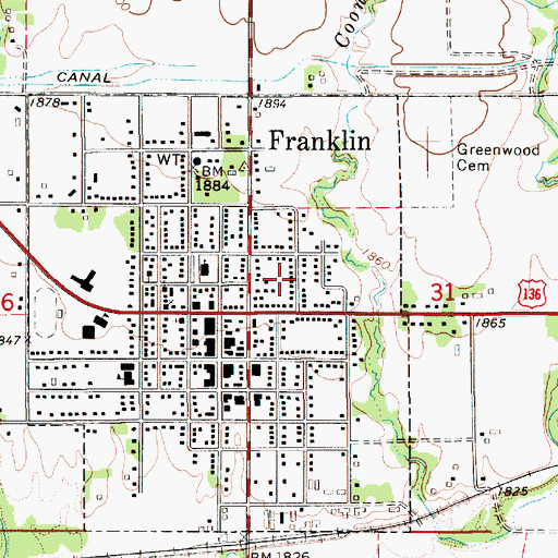 Topographic Map of Franklin County Memorial Hospital Heliport, NE