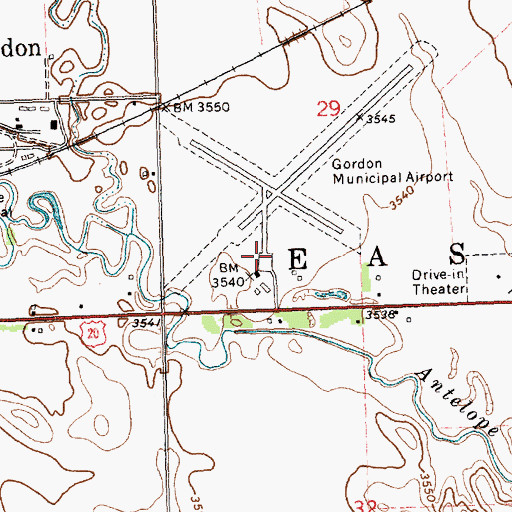 Topographic Map of Gordon Municipal Airport, NE