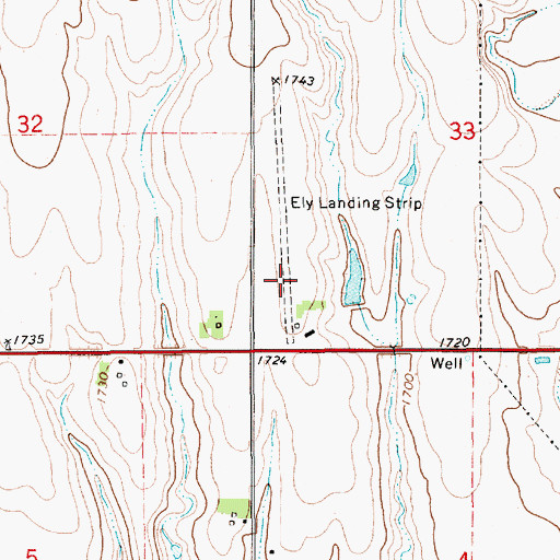 Topographic Map of Ely Airport (historical), NE