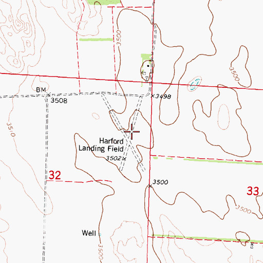 Topographic Map of Harford Ranch Airport (historical), NE