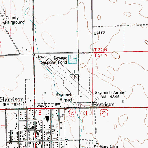 Topographic Map of Harrison Skyranch (historical), NE