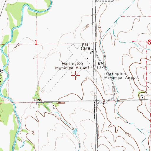 Topographic Map of Hartington Municipal Airport/ Bud Becker Field, NE