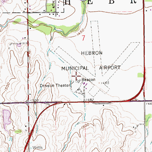 Topographic Map of Hebron Municipal Airport, NE