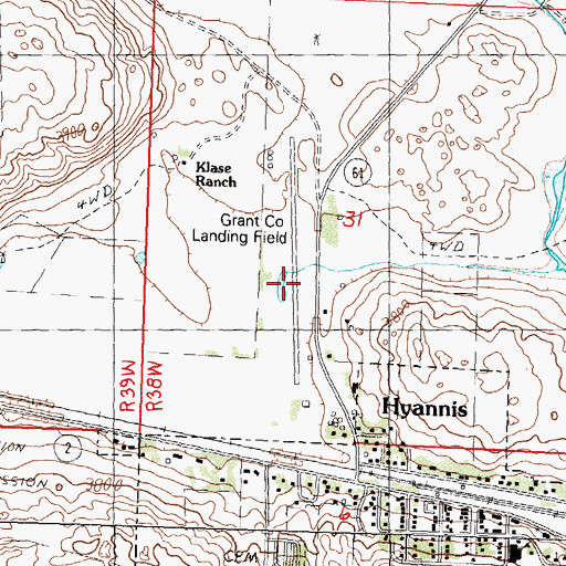 Topographic Map of Grant County Airport, NE