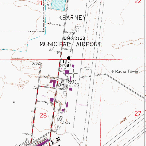 Topographic Map of Kearney Regional Airport, NE