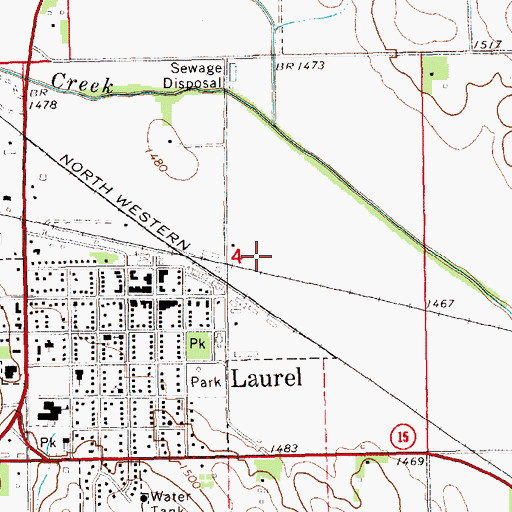 Topographic Map of Laurel Municipal Airport, NE