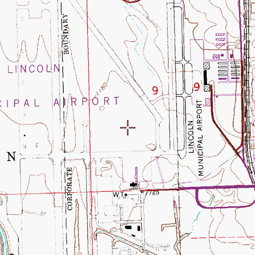Topographic Map of Lincoln Airport, NE