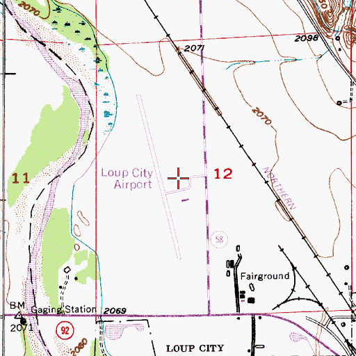Topographic Map of Loup City Municipal Airport, NE