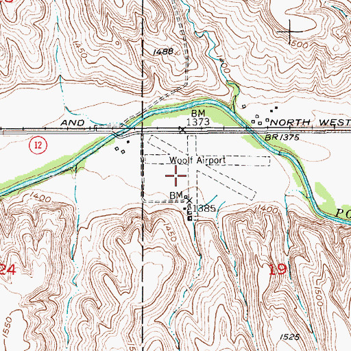 Topographic Map of Woolf Brothers Airport, NE