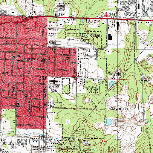 Topographic Map of Hot Spring County Memorial Hospital Heliport, AR