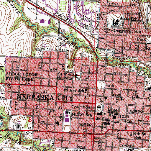 Topographic Map of Saint Marys Hospital Heliport, NE
