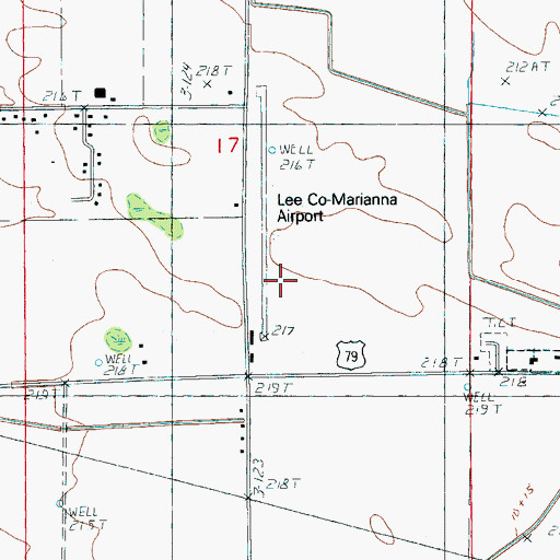 Topographic Map of Marianna/Lee County Airport-Steve Edwards Field, AR