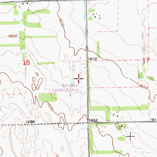 Topographic Map of Simpson Airport, NE