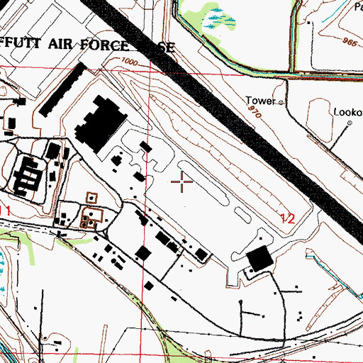 Topographic Map of Offutt Air Force Base, NE