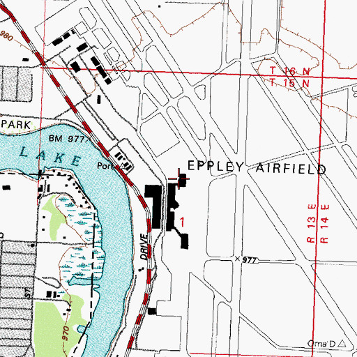 Topographic Map of Eppley Airfield, NE