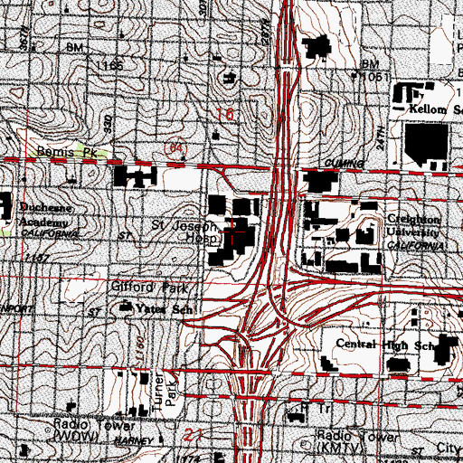 Topographic Map of Saint Joseph Hospital Heliport, NE