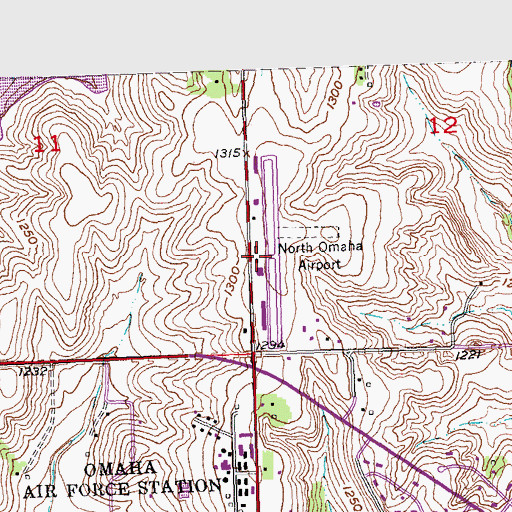 Topographic Map of North Omaha Airport, NE