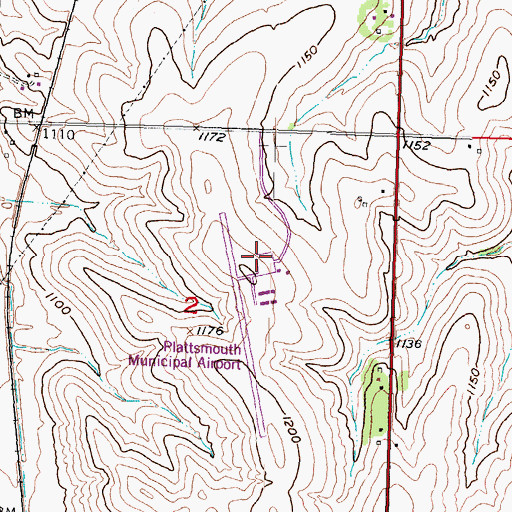 Topographic Map of Plattsmouth Municipal Airport, NE