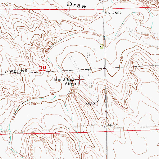 Topographic Map of Bar J Lazy V Airport (historical), NE