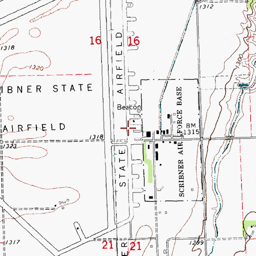 Topographic Map of Scribner State Airport, NE