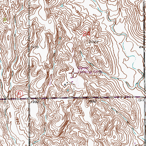 Topographic Map of Glaser Airport (historical), NE