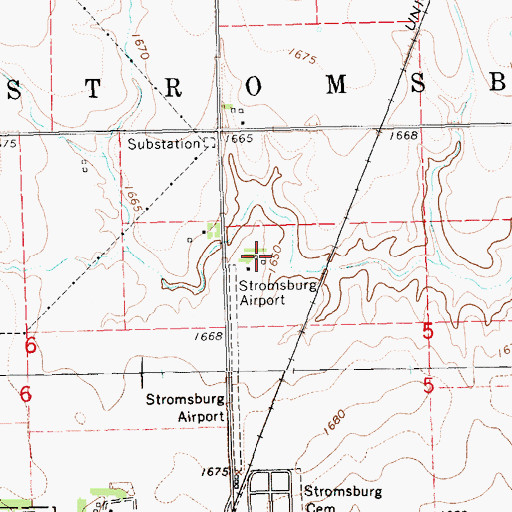 Topographic Map of Stromsburg Municipal Airport (historical), NE