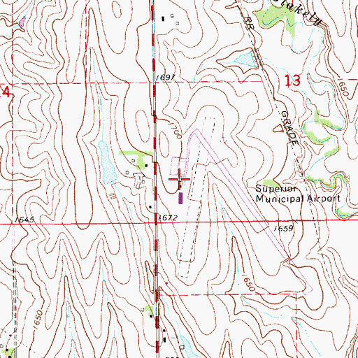 Topographic Map of Superior Municipal Airport, NE