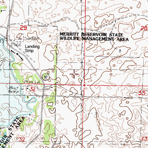 Topographic Map of Merritt Dam Landing Strip (historical), NE