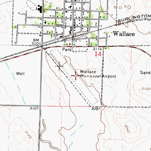 Topographic Map of Wallace Municipal Airport, NE