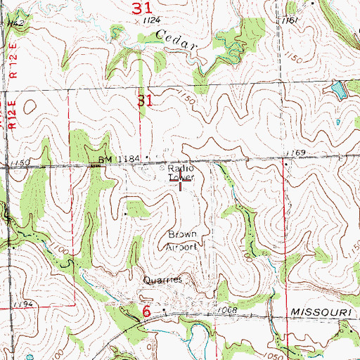 Topographic Map of Browns Airport, NE