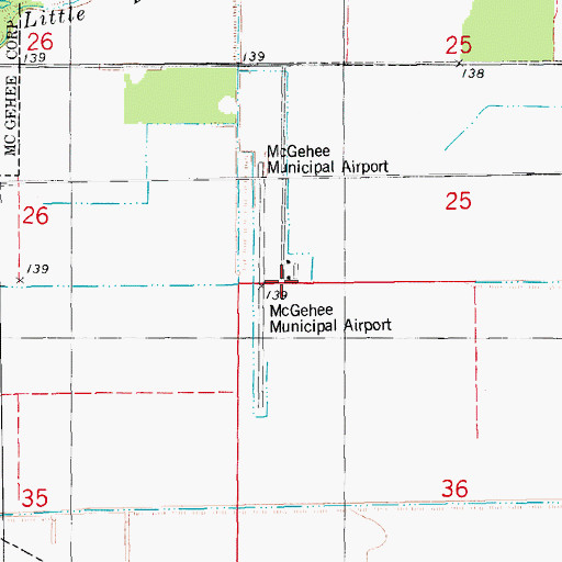 Topographic Map of Mc Gehee Municipal Airport, AR