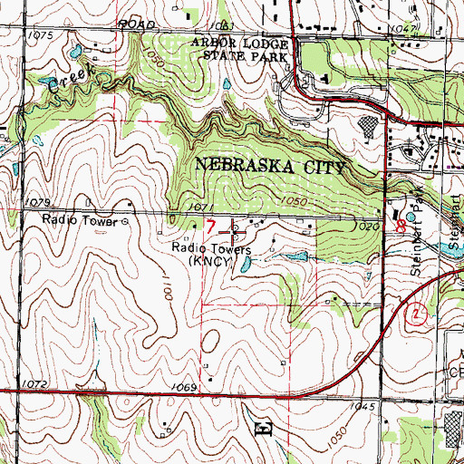 Topographic Map of KNCY-AM (Nebraska City), NE