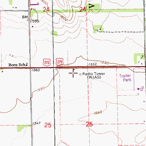 Topographic Map of WJAG-AM (Norfolk), NE