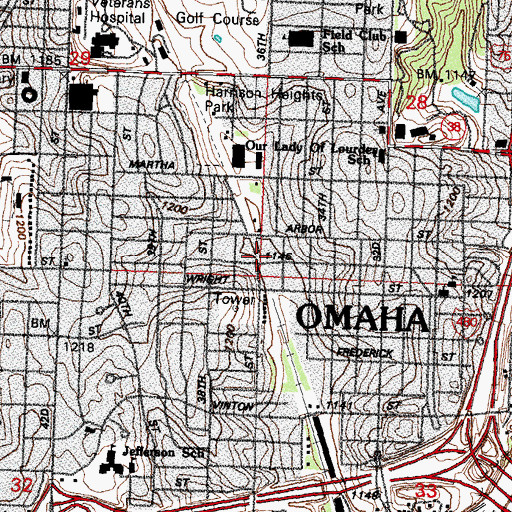 Topographic Map of KEZO-AM (Omaha), NE