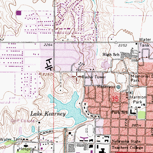 Topographic Map of KRNY-FM (Kearney), NE