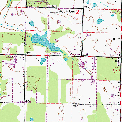 Topographic Map of Brickey Private Airport, AR