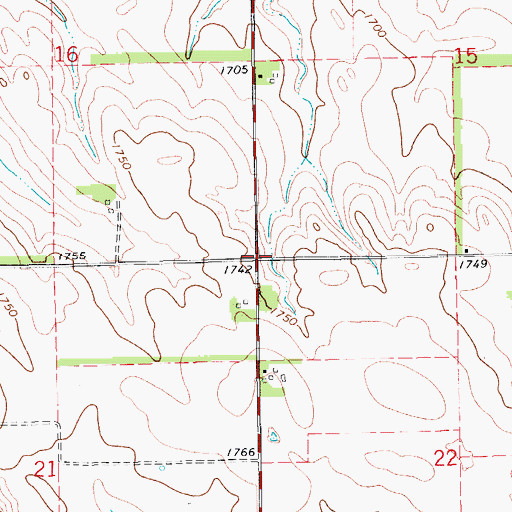 Topographic Map of Township of Bazile, NE