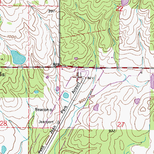 Topographic Map of Petit Jean Park Airport, AR