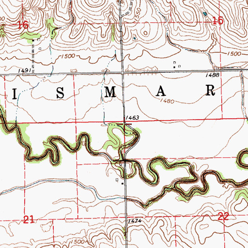 Topographic Map of Township of Bismark, NE