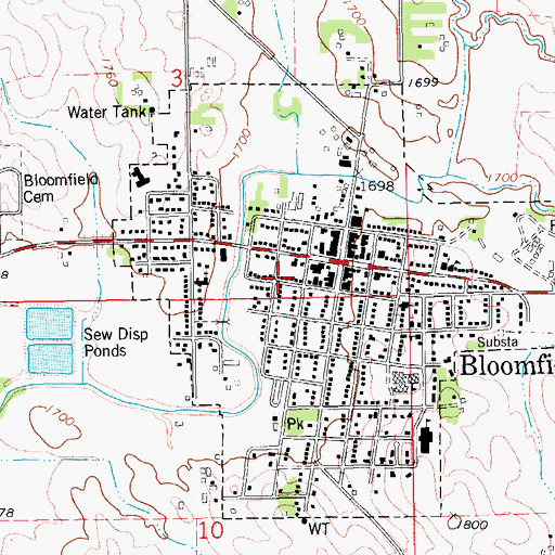 Topographic Map of City of Bloomfield, NE