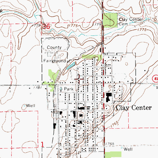 Topographic Map of City of Clay Center, NE