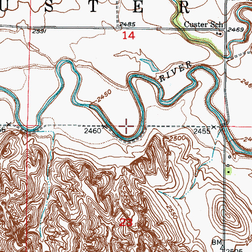 Topographic Map of Township of Custer, NE